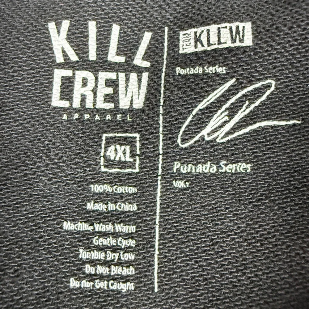 Kill Crew Sweatshirt Mens 4XL Black Acid Wash Lone Wolf Streetwear Hip Hop Y2K